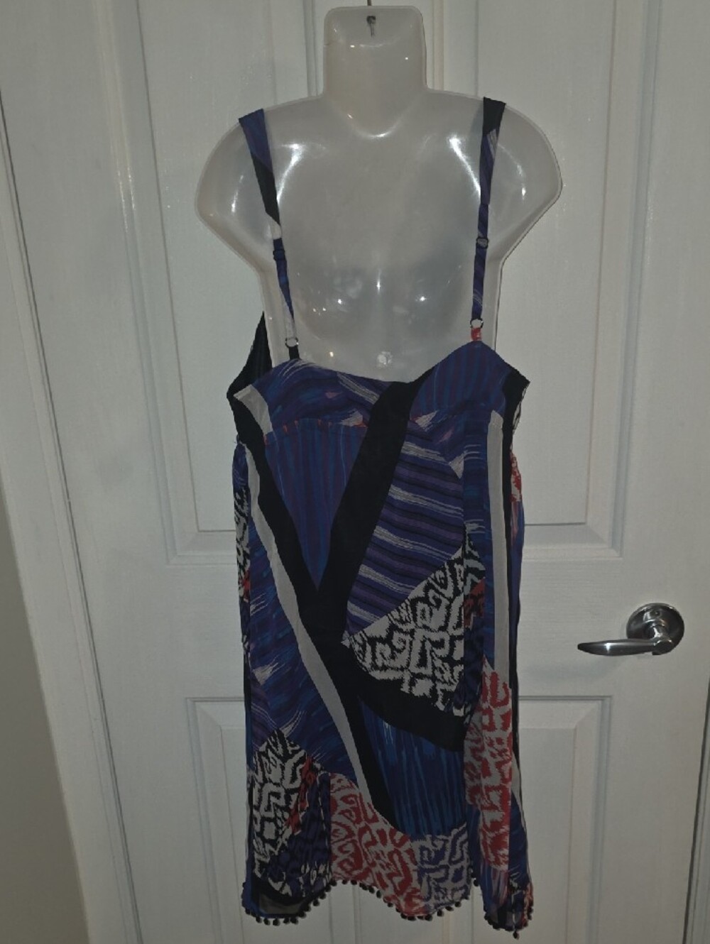 Guess Multi-Print Mini Dress in Blue, Black, Cream & Red - Picture 5 of 5